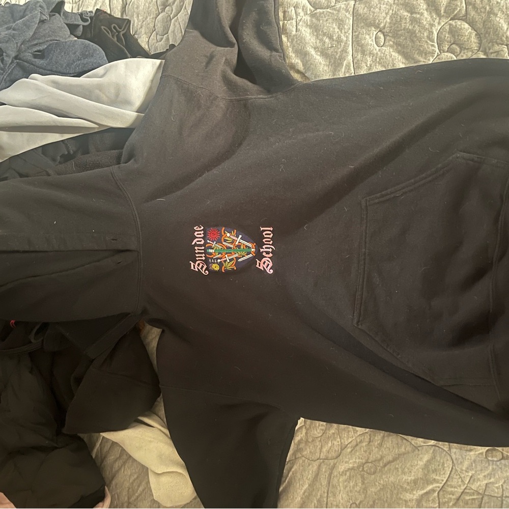 Sundae School Black Hoodie with Vibrant Embroidery